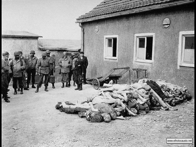 Pila de cadáveres fuera del crematorio el 11 de Abril de 1945 (1)