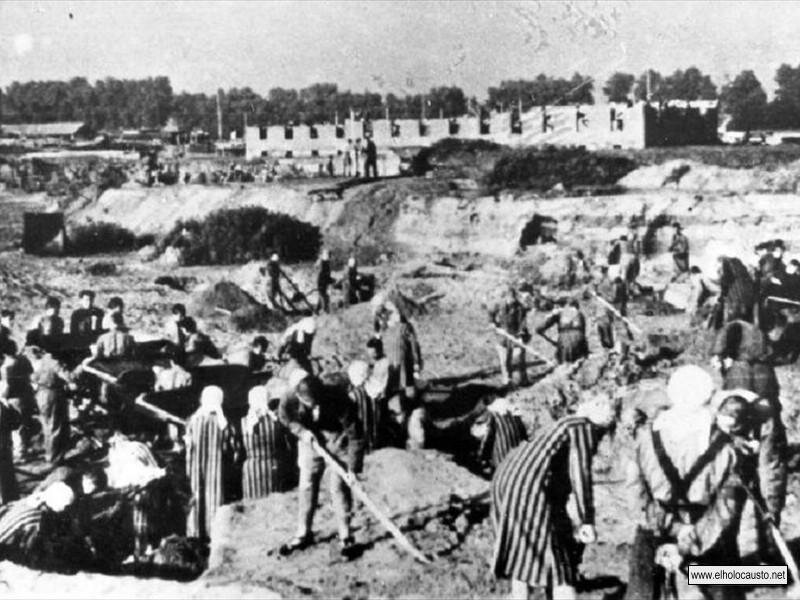 Prisioneras durante el trabajo forzado en los terrenos de Auschwitz-Birkenau (Polonia)